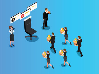 Job Vacancy and Candidate Search Isometric Illustration