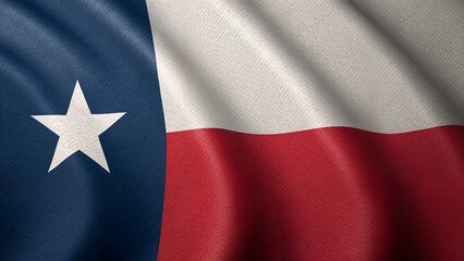 A close up of the Texas flag waving in the wind.
