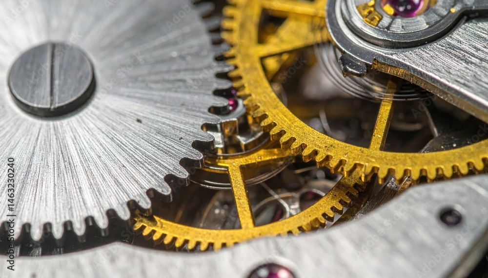 Poster intricate gears and mechanisms of a watch, showcasing precision engineering and craftsmanship in mot