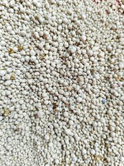 Close-up of White Pellets Showing Texture and Detail