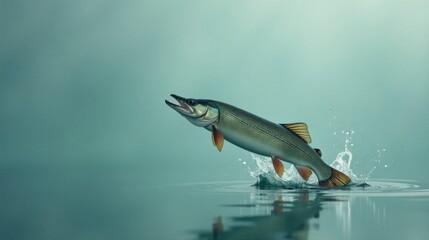 A Powerful Fish Leaping from the Water's Surface, Creating a Dynamic Splash