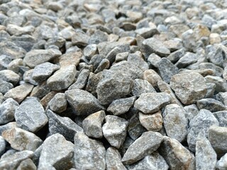 Pile of Gray Gravel Rocks Close Up for Construction and Landscaping