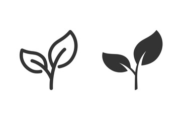 Leaves icon set. Leaf symbol. Nature organic isolated illustration. Vegetarian or vegan label. Green eco logo
