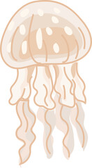 Cream jellyfish cartoon jellyfish vector illustration