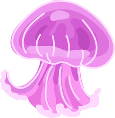 Pink glowing jellyfish cartoon jellyfish vector illustration