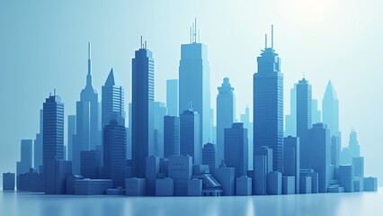 A futuristic cityscape with a lot of tall buildings.