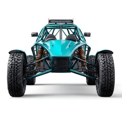 Overcome Rough Terrain With Glossy Turquoise Roll Cage Hurdling Rugged Rock Obstacles For Off-Road Thrills