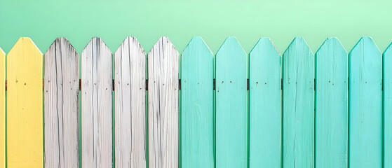 Fototapeta premium Multicolored Painted Wooden Fence