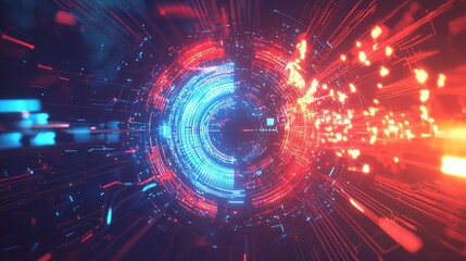 Obraz premium Futuristic cybersecurity digital technology background featuring digital shield, encrypted data streams, and abstract network connections, symbolizing advanced data protection and online security