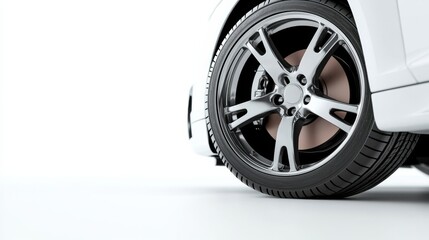 White Car Wheel Detail, Silver Rim, Shiny , Auto ,Tire