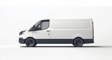 White Panel Van Side View Isolated on White, Cargo , Vehicle
