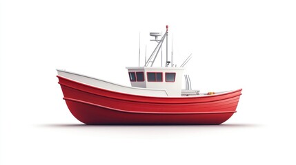 Red fishing boat illustration
