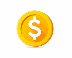 Obraz premium A bright yellow dollar coin representing wealth and finance, ideal for economic themes and financial content.