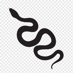 Black and white snake icon. Isolated symbol or icon snake on white background. Abstract sign snake. Vector illustration.