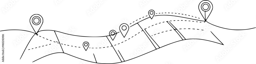 Poster abstract traffic route between two points on map. geolocation signs and trip plan trace continuous l
