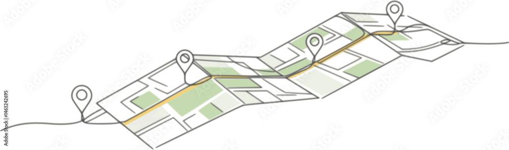 Poster abstract traffic route between two points on map. geolocation signs and trip plan trace continuous l