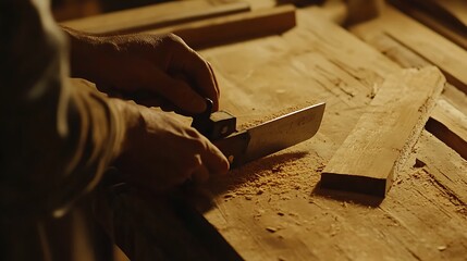 Craftsman Using a Chisel on Wood