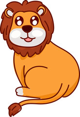 Lion sitting calmly cute cartoon lion vector illustration