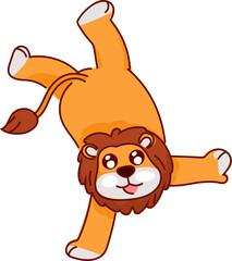 Obraz premium Lion jumping cute cartoon lion vector illustration