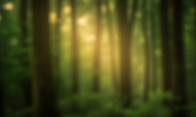 Fototapeta premium Sunlight Streaming Through Forest Trees Creating a Dreamy Scene