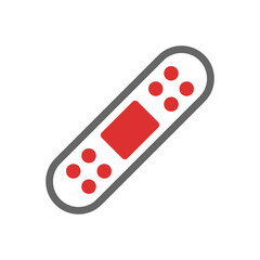 Graphic representation of adhesive bandage with a central red pad area