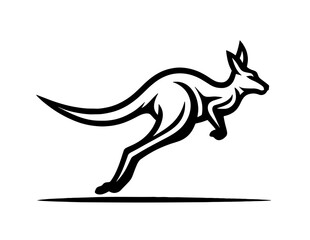 Naklejka premium Kangaroo silhouette on a white background. Vector illustration of a kangaroo.