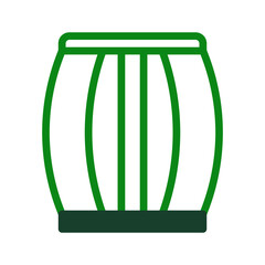 Stylized barrel illustration with geometric shapes and vibrant green hue