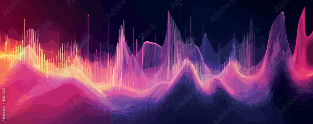 Aufkleber vibrant abstract sound waves with dynamic peaks and valleys in gradient colors.