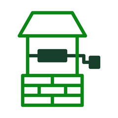 Stylized Green Water Well Graphic Depicting Sustainable Resource Management