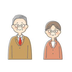笑顔のシニア夫婦の上半身イラスト