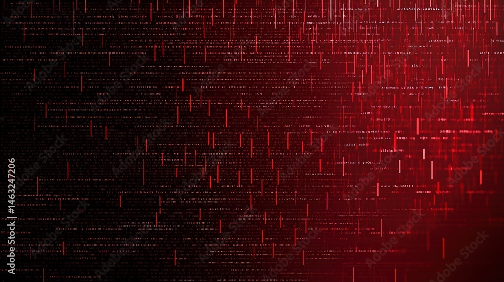Aufkleber red and black digital lines and code create a futuristic, abstract background with a high-tech, cybe