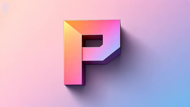 Colorful 3D letter P on a soft gradient background