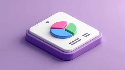 A white and purple square with a pie chart on it.