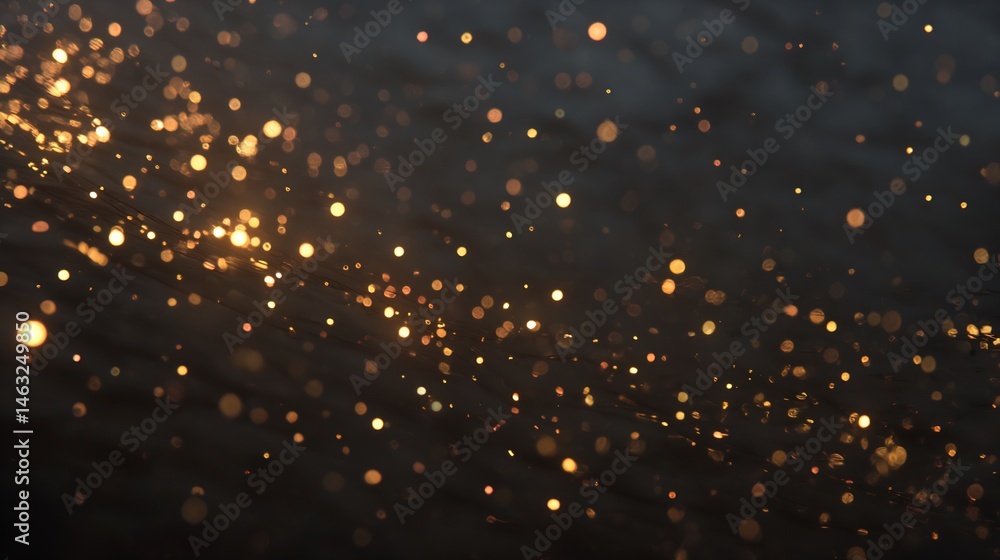 Aufkleber ethereal gold particle stream in darkness, abstract dynamic background