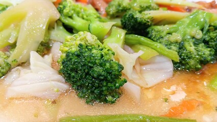 Stir Fried Broccoli and Sweet Chicken for Eating with Rice