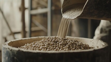 Grains Being Poured into a Large Container