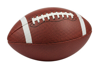 A close up view of an american football isolated on transparent background