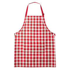 Red and white checkered apron with adjustable straps.