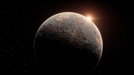 Realistic view of a single planet in deep space