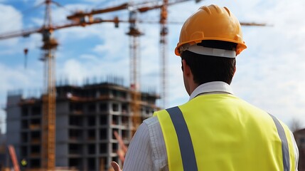 Construction Site Supervisor Overlooking Project