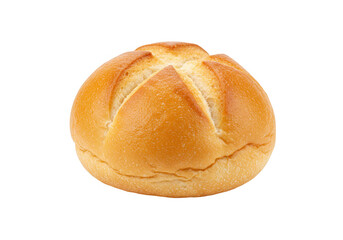 Close up view of a single kaiser roll isolated on transparent background