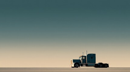 Semi truck in profile, minimal backdrop