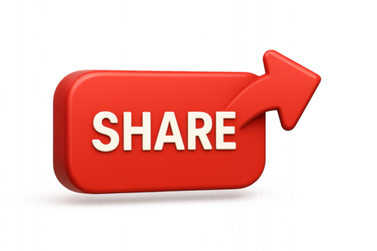 Share button with upward arrow icon isolated on transparent background.