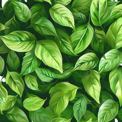 Fototapeta premium green leaves seamless pattern