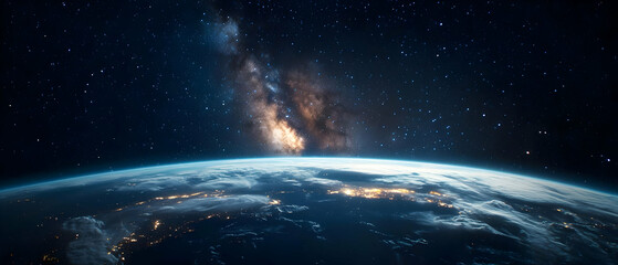 Obraz premium Earth From Space Milky Way