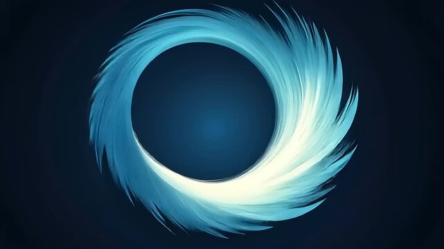 Abstract swirling light blue feather circle