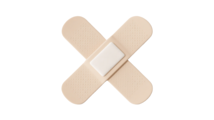 Two Beige Band Aids Crossed in an X Shape on Black Background