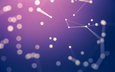 Abstract background. Molecules technology with polygonal shapes, connecting dots and lines. Connection structure. Big data visualization.