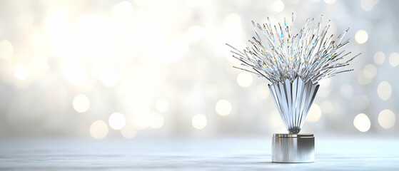 Silver Decorative Sparkler Ornament On A White Background