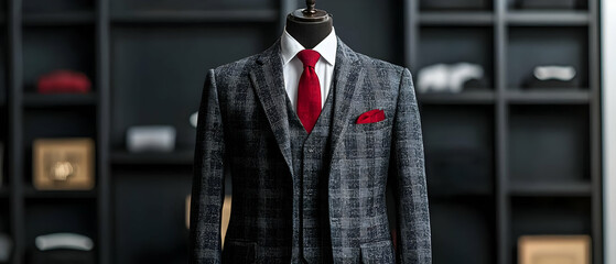 Stylish Mens Patterned Three Piece Suit Display